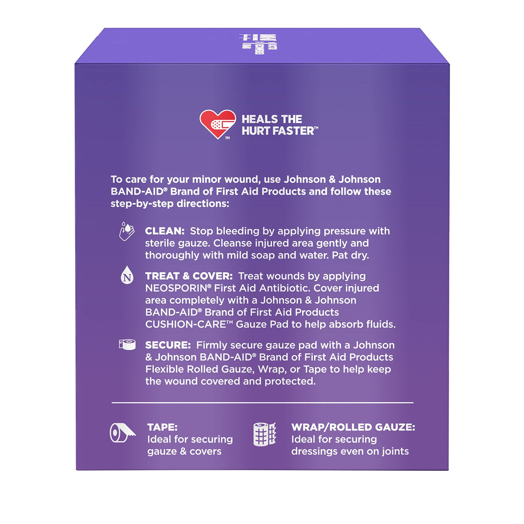 BAND-AID Brand Cushion-Care Gauze Pads, Large Size, 4 in x 4 in, 25 Count