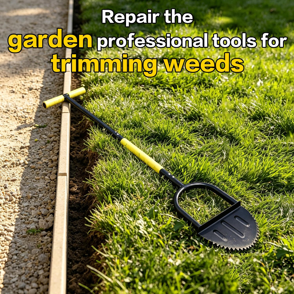 BCJCLTS 43-Inch Edger Lawn Tool, Heavy Duty Lawn Edger, Half Moon Steel Saw-Tooth Blade with Wide Footplate & Ergonomic T-Grip Handle, Manual Border Grass Edger for Lawn, Sidewalk & Garden Landscaping