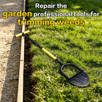 BCJCLTS 43-Inch Edger Lawn Tool, Heavy Duty Lawn Edger, Half Moon Steel Saw-Tooth Blade with Wide Footplate & Ergonomic T-Grip Handle, Manual Border Grass Edger for Lawn, Sidewalk & Garden Landscaping