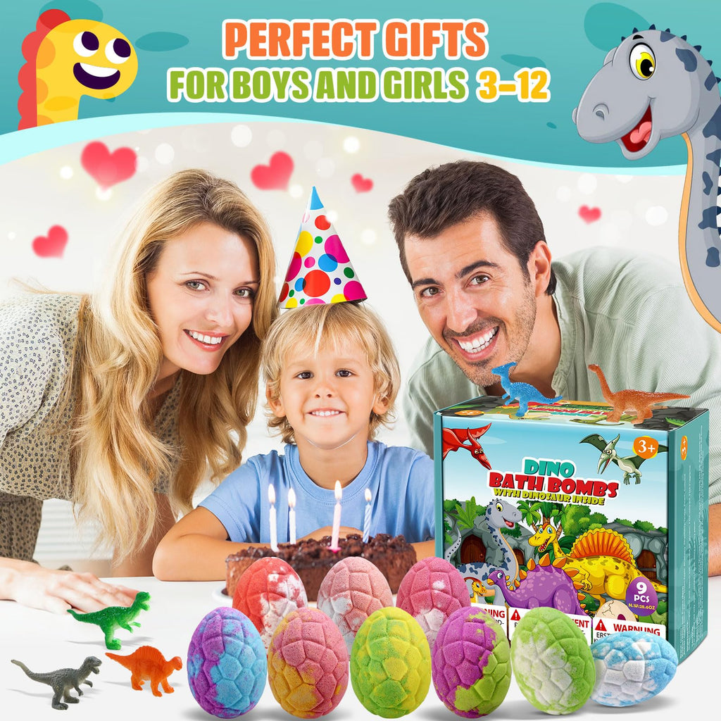 Qivatex Bath Bombs for Kids with Dinosaur Toys Inside, Natural Organic
