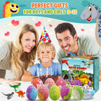 Qivatex Bath Bombs for Kids with Dinosaur Toys Inside, Natural Organic