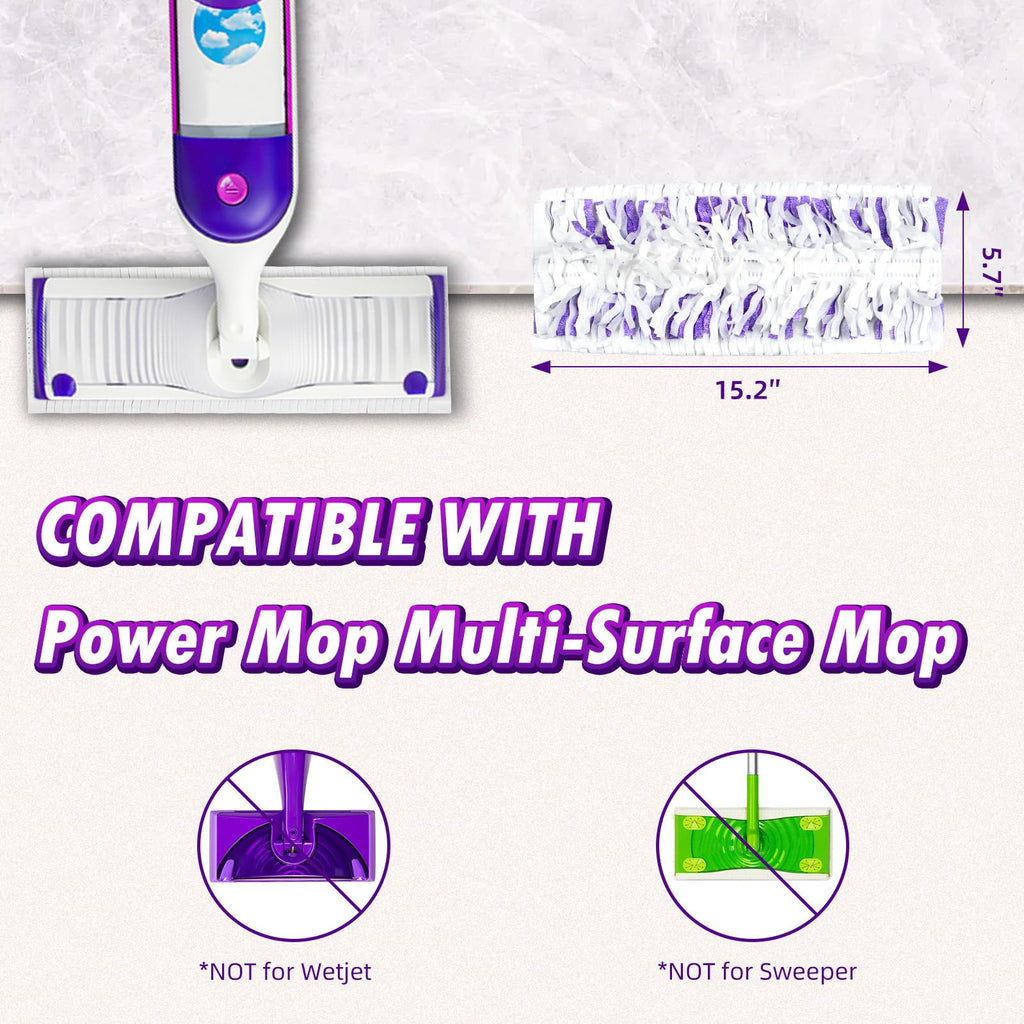 24 Count Disposable Power Mop™ Refills Compatible with Swiffer® Power Mop™, Powermop™ Pads for Multi-Surface Refills Pads for Floor Cleaning, Unscented