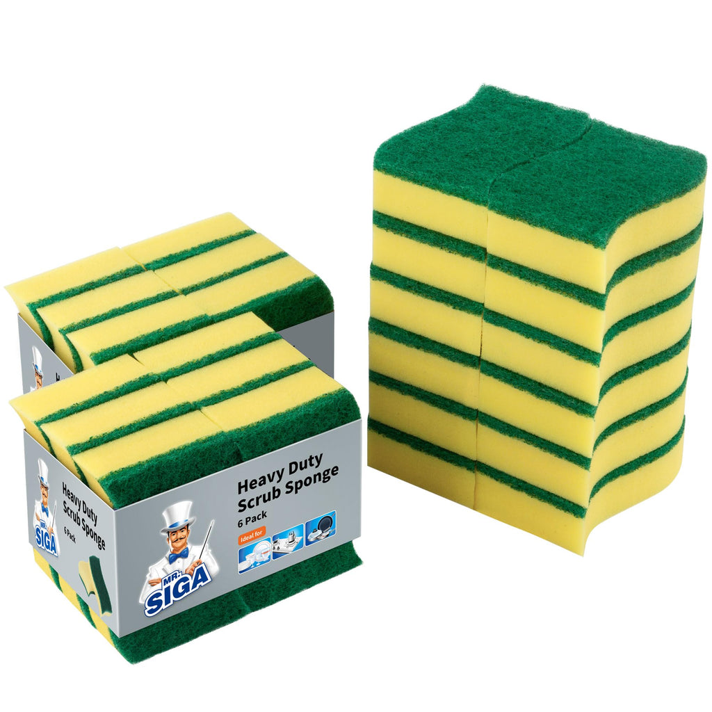 MR.SIGA Heavy Duty Scrub Sponge, 24 Count, Size:11 x 7 x 3cm, 4.3" x 2.8" x 1.2"