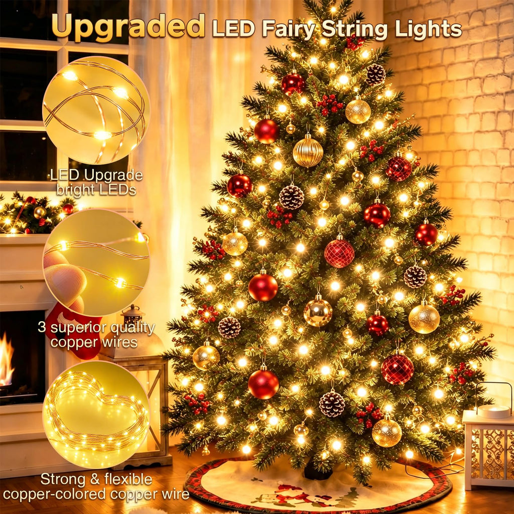 KNONEW 203FT 600LED Outdoor Fairy Lights Plug in Warm White Christmas Decor