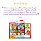 Melissa & Doug K's Kids Pull-Back Vehicle Set - Soft Baby Toy Set with 4 Cars and Trucks, Soft Vehicles Toys for Babies and Toddlers