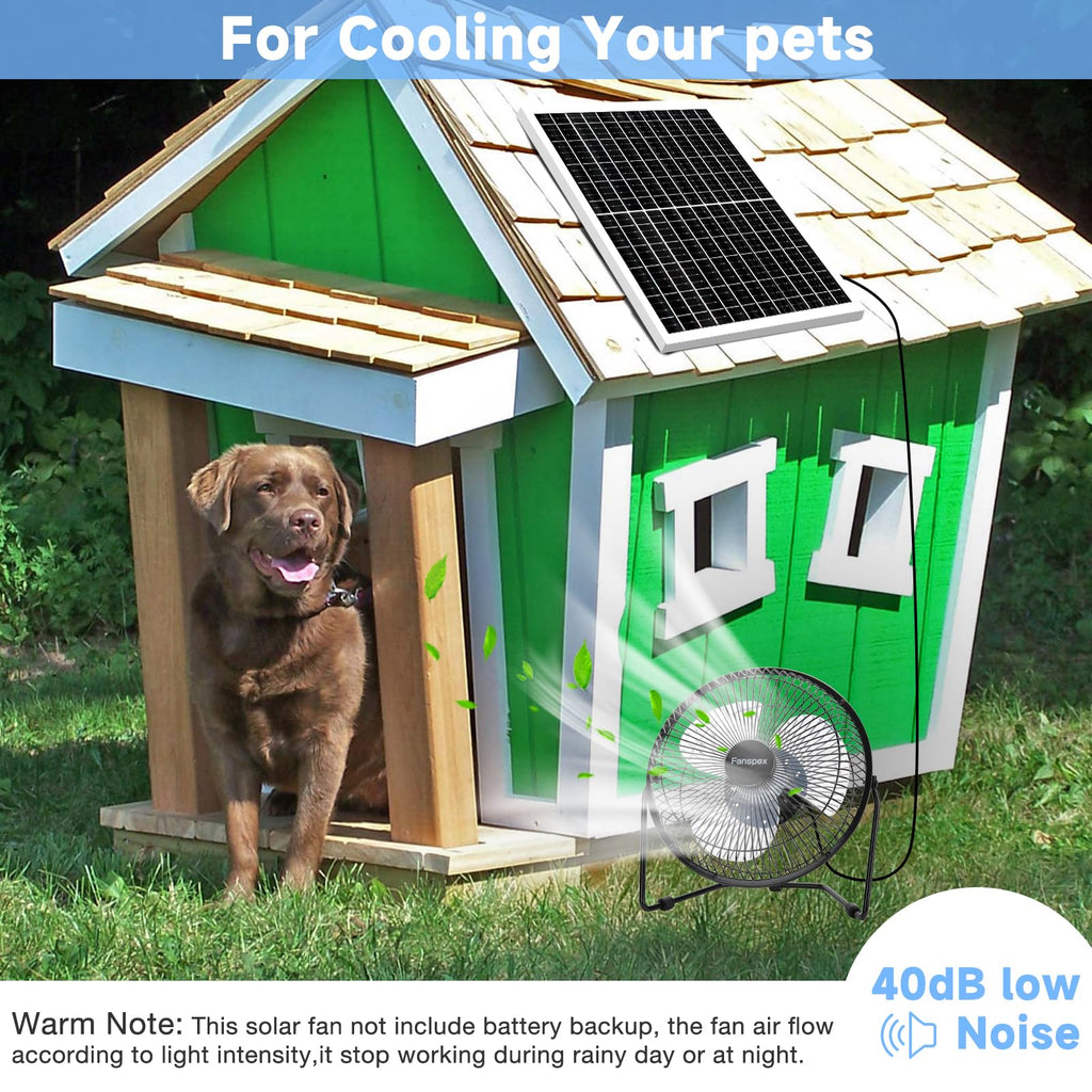 Fanspex 8" Solar Fan for Outdoor Chicken Coop, Small Greenhouse & Dog House