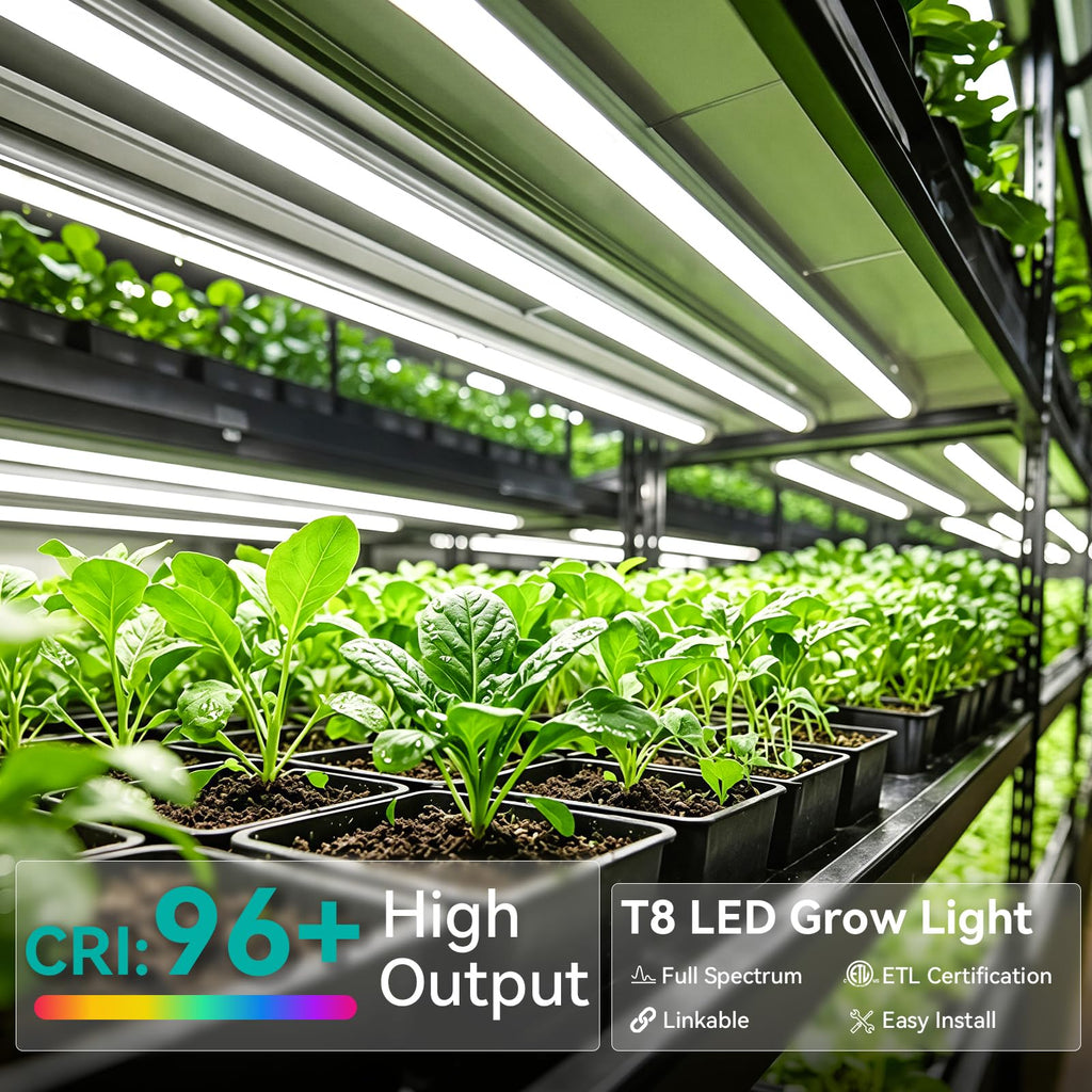 JESLED 4FT Grow Lights, 5000K Full Spectrum Sunlight White, V-Shaped Beam