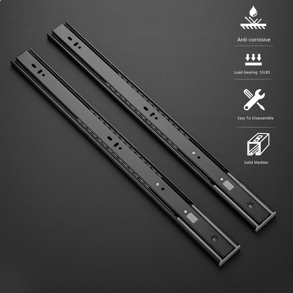 Ravinte 20 Inch Soft Close Drawer Slides 1 Pairs 2 Pack Black Full Extension Ball Bearing Drawer Glide Side Mount