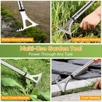 EOMEOH Crack Weeder, 3-in-1 Stainless Steel Weeding Tool with 60" Long Handle - Stand Up Weeder for Driveway, Sidewalk & Deck Crevices - No Bending, Tool-Free Assembly