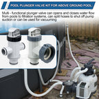 Pool Hose Plunger Valve Kit for Intex Above Ground Pool and Pool Pump, Above Ground Swimming Pool Accessories 11872 Dual Split Hose Plunger Valve Replacement Parts for Intex Filter Circulation System