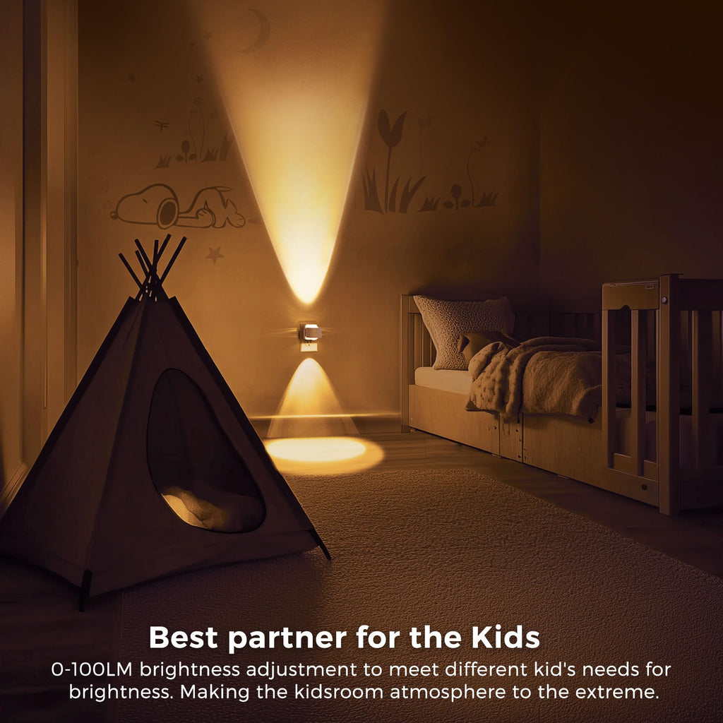 L LOHAS LED Night Lights Plug into Wall, Night Light Projector, Dusk to Dawn Sensor, Rotating White Nightlight for Kids, Soft White Ambient Lighting for Bathroom, Gaming Room, Gifts,2 Pack
