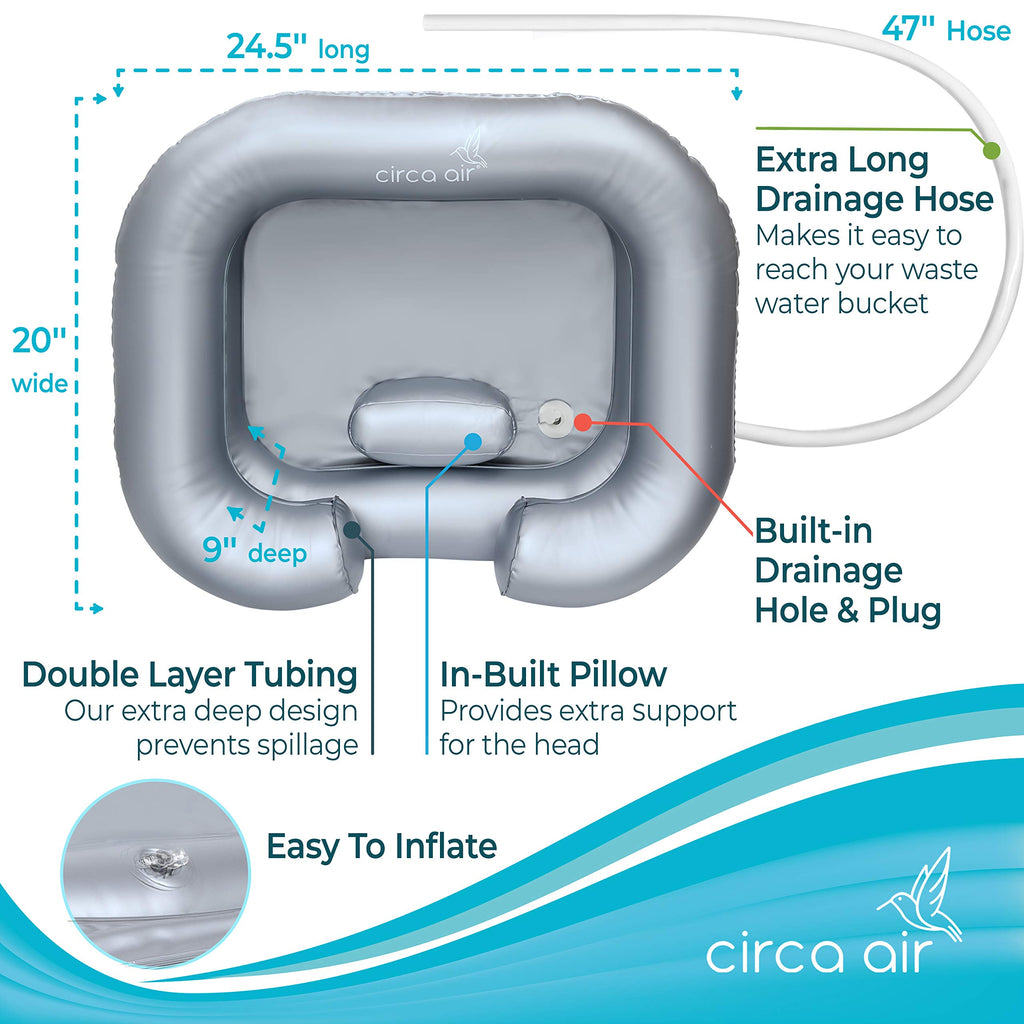 CIRCA AIR Inflatable Sink For Locs Detox - Tub For Dreads With Pillow, Hair Washing Basin, Shampoo Basin, Portable Hair Washing Station for locs