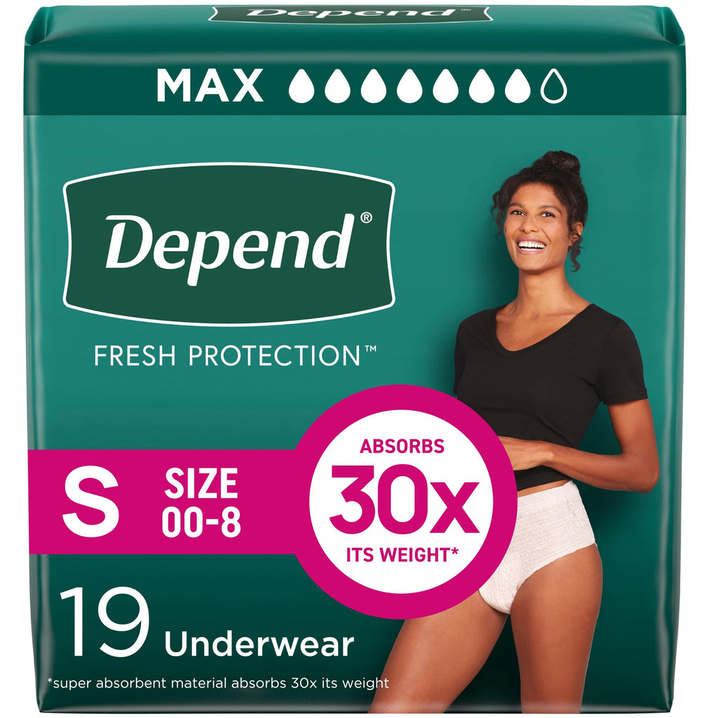 Depend Fresh Protection Adult Diapers, Incontinence & Postpartum Bladder Leak Underwear for Women, Disposable, Maximum, Small, Blush, 19 Count, Packaging May Vary