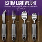 BUNMO Adaptive Utensils for Elderly, Tremors & Weak Hand Grips – 4pc Lightweight Assistive Silverware Set with Foam Easy Grip Handles – Discreet Canvas Travel Wrap – Dishwasher Safe