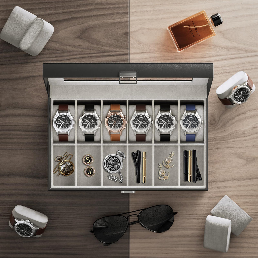 ProCase Watch Box Organizer, 12 Slot Watch Display Case, Black