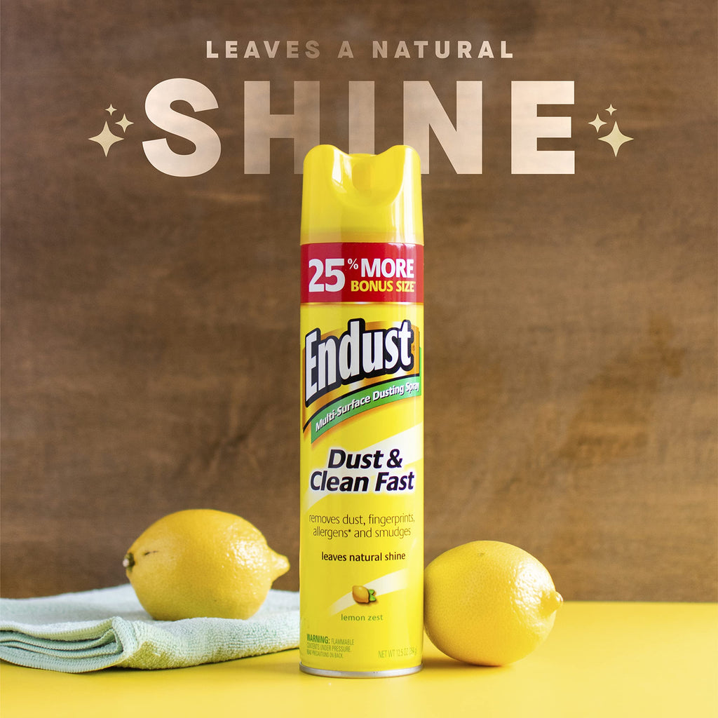 Endust Lemon Zest Multi-Surface Dusting and Cleaning Spray, Lemon Zest, 6-Pack