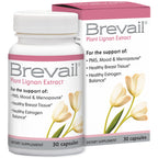 Barlean's Brevail Plant Lignan Extract Supplements, Women's Breast Health Supplement Capsules for Healthy Estrogen Balance, Vegan and Non-GMO, 30 Count