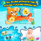 Baby Bath Toys Toddlers 1-3 Bear Kids Bath Tub Toys with 2 Turtle Swimming Wind up Water Toys & 3 Floating Boat Bathtub Toys for Infants Boys Girls 18+ Months Gifts Box Set