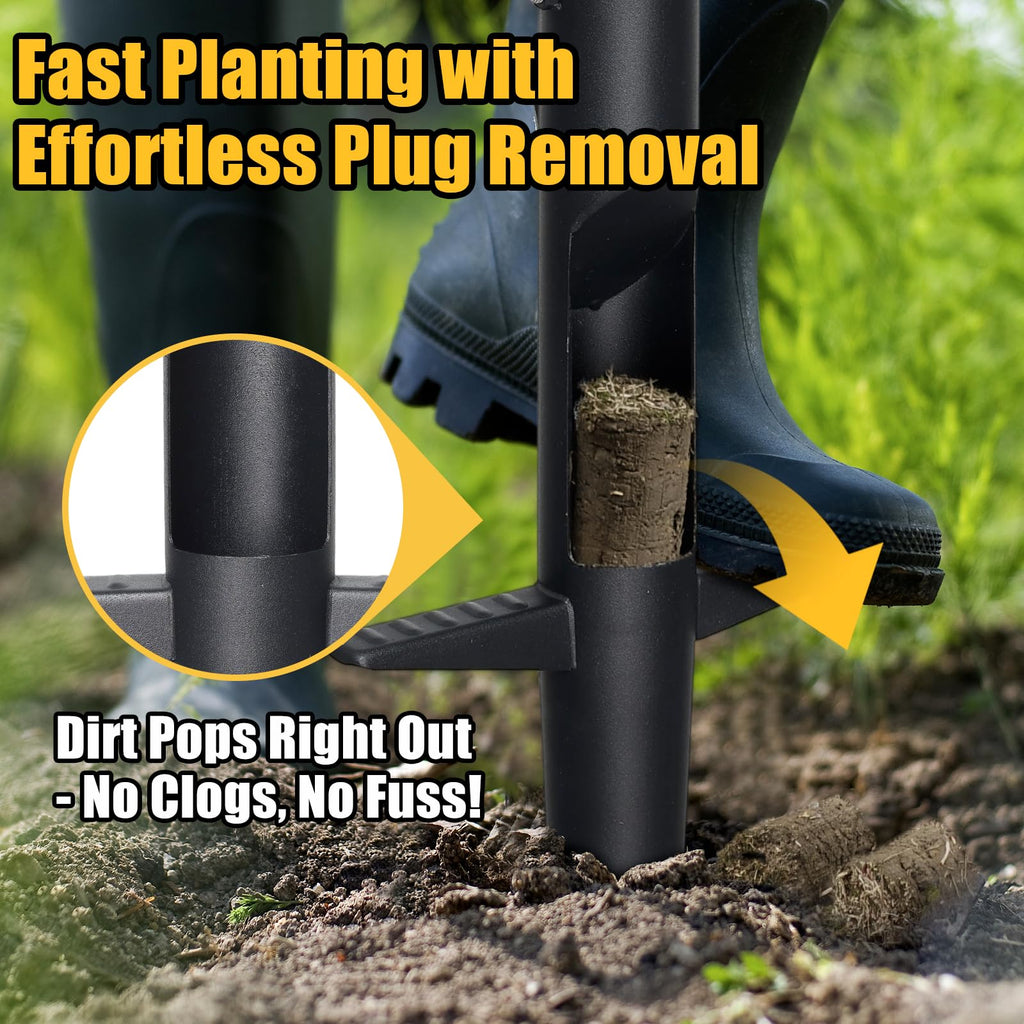 Bulb Planter & Sod Plugger - 34" Long Handle Grass Plugger Tool for Lawn Repair, Heavy Duty Garden Hole Digger with Easy Plug Release for Zoysia Plugs, Bare Spots, Tulip Planting,Turf Transplanting