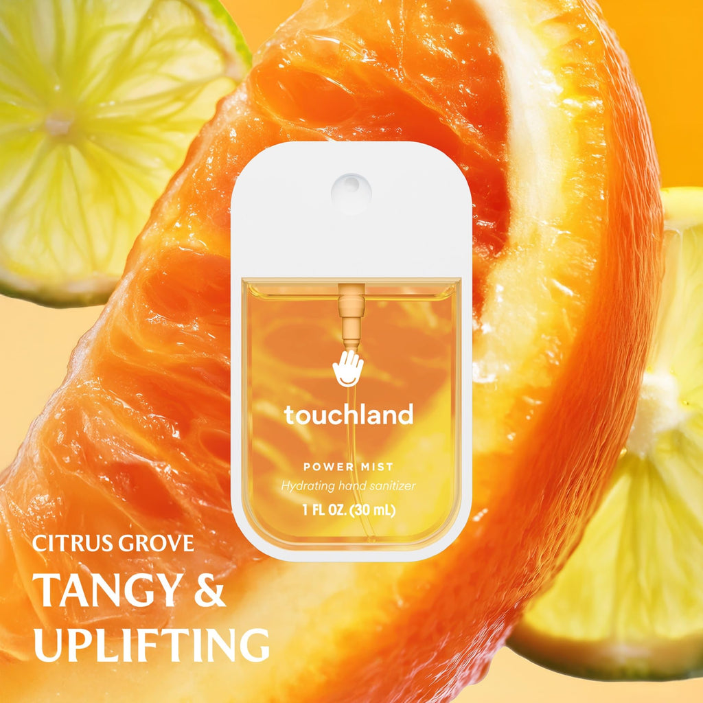 Touchland Hydrating Hand Sanitizer Spray – Fresh 5 Set (Frosted Mint, Citrus Grove, Lemon Lime, Aloe You, Wild Watermelon) – 5 x 1 FL OZ Travel Size Mists