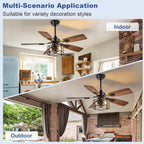 Depuley 42-Inch Ceiling Fans with Lights: Caged Ceiling Fans Dual Finish 5 Blades - Rustic Ceiling Fan with Remote Control for Farmhouse Living Room Outdoor Porch Noiseless (Black Walnut)