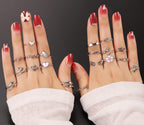 TAMHOO 20 Pcs Adjustable Rings Set for Women - Finger Rings Pack Stackable Rings for Teens- Cute Rings for Teen Girls -in Gold and Silver Tone (#2-silver tone)