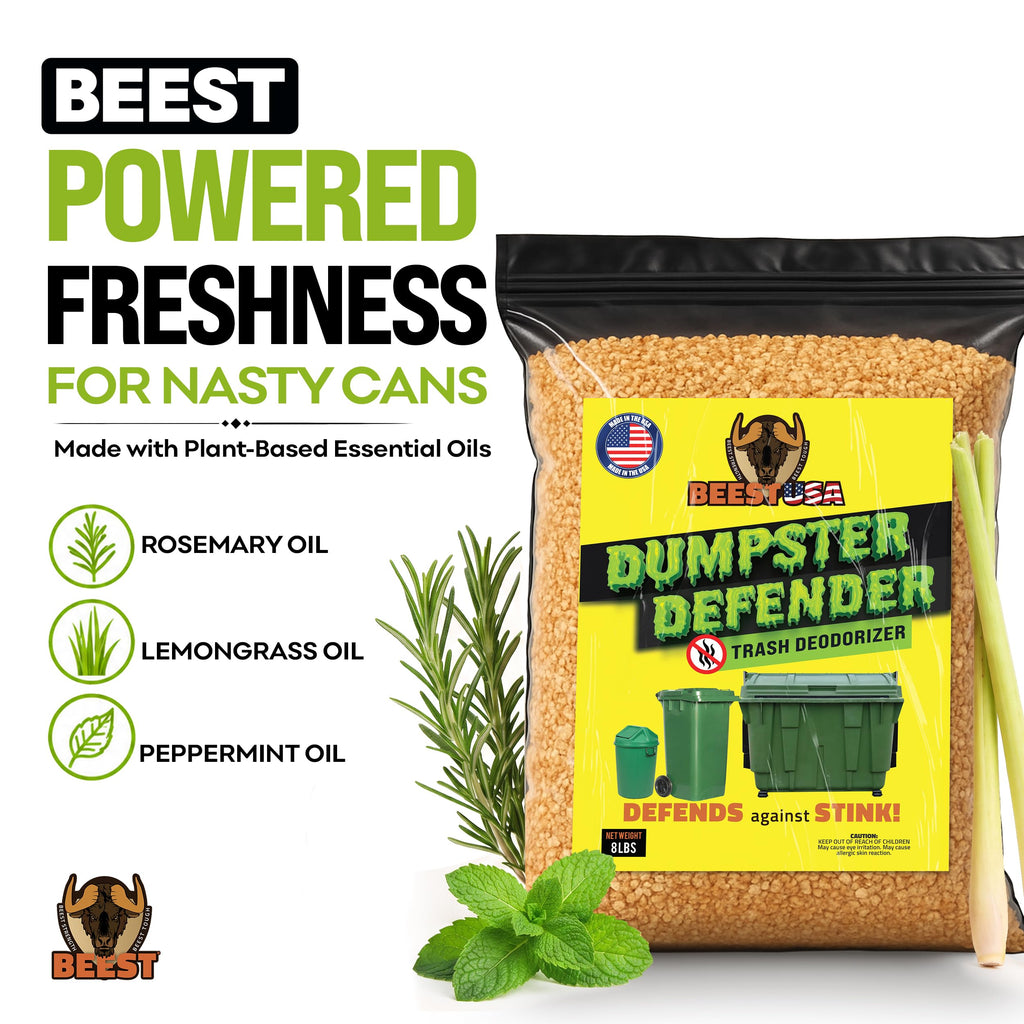 BEEST Dumpster Defender - 8lbs Outdoor Trash Can Deodorizer & Liquid Waste Absorber (Made in USA) Biodegradable Trash Can Odor Eliminator - Powerful Garbage Deodorizer for Always-Fresh Bins - 36 Cups