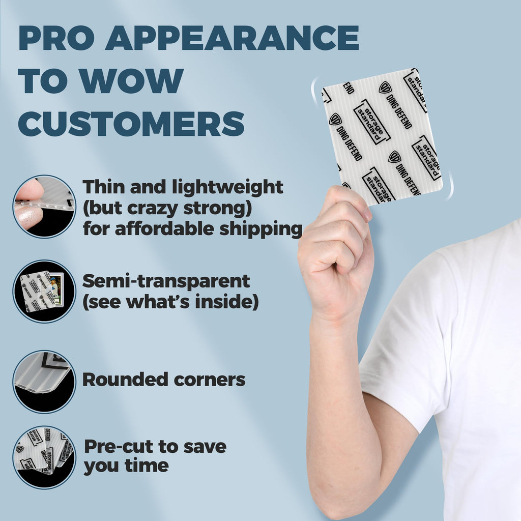 Trading Card Shipping Protectors 510 Pack 3.5'' x 4.5'' - Premium Ultra Strong Plastic Inserts Mailers - Precut Supply Sleeves for Sports MTG Cards Packaging - Flats for Breakers