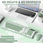 Wireless Keyboard and Mouse Combo Silent for Office and Home(Avocado Green)