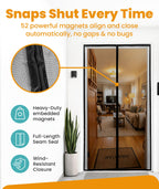 Flux Phenom Magnetic Screen Door - Bugs Out, Breeze in - 9min Install Auto-Sealing Heavy Duty Double Stitched Mesh, 52 Magnets, Hands Free Sliding & Patio Doors Net, Pet & Kid Friendly, 38 x 82 Inch