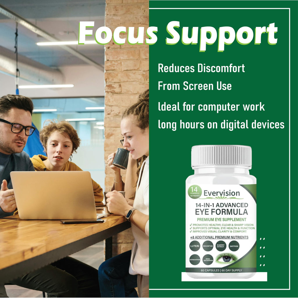 Evervision 14 in 1 Advanced Eye Formula, Eye Vitamin and Mineral Supplement, 60 Capsules (1PCS)