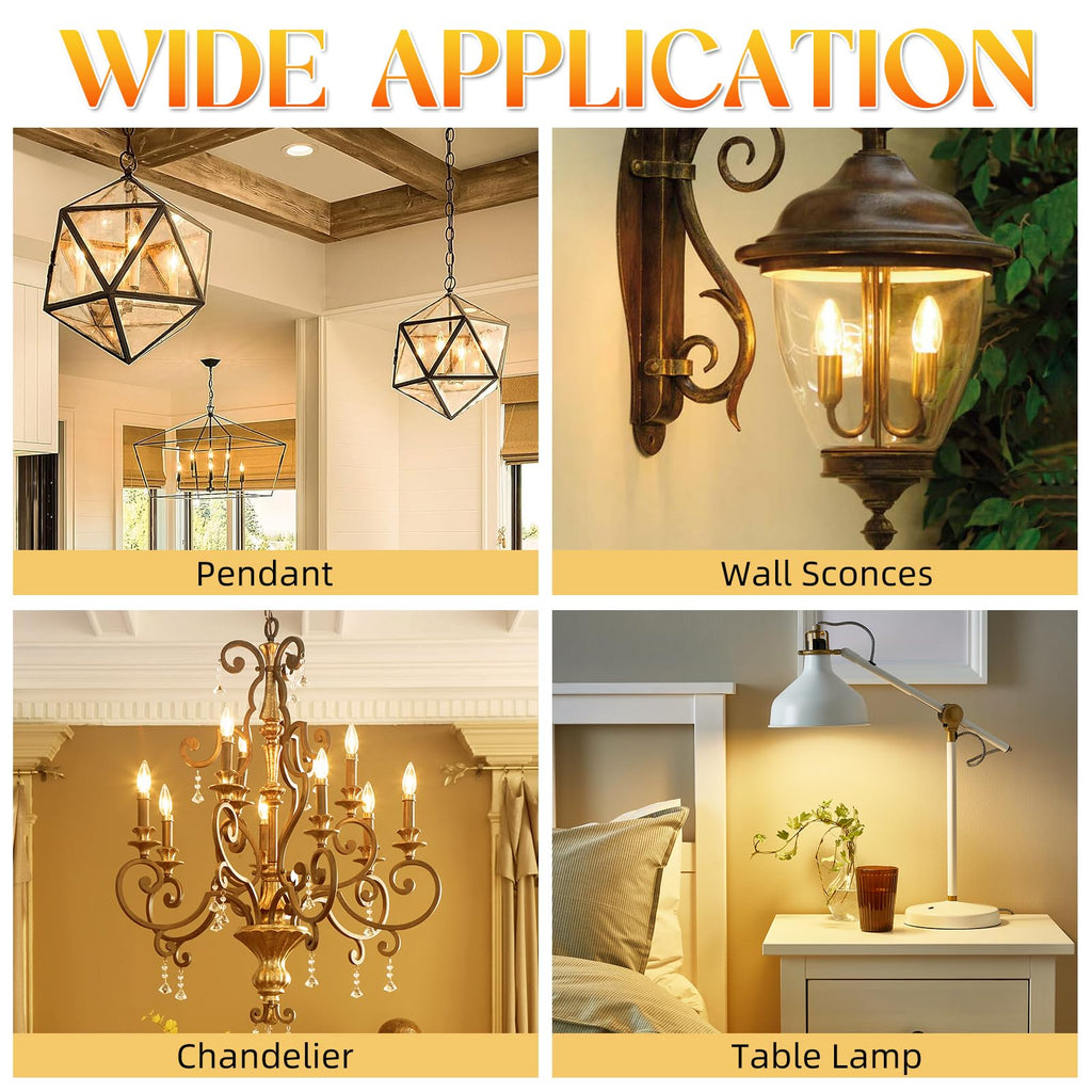 GvvooHome E12 Candelabra Bulb 40 watt Equivalent, E12 LED Bulb Non-Dimmable Chandelier Light Bulbs, B10 Candle Light Bulbs 2700K Soft White, 90+CRI, 400LM, Cear Glass, 12 Pack