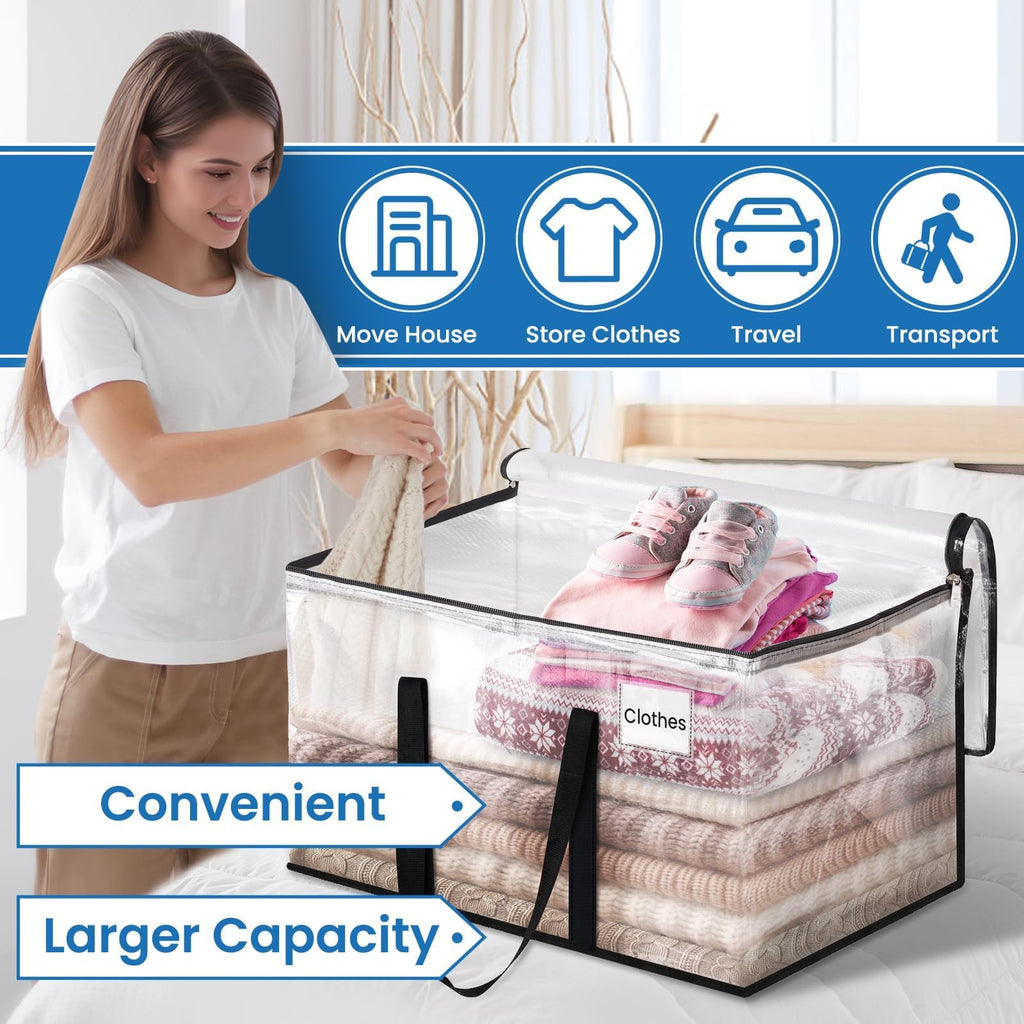 RoomHacks Moving Bags, Heavy Duty Large Storage Bags, 125L, 10 Pack, Clear