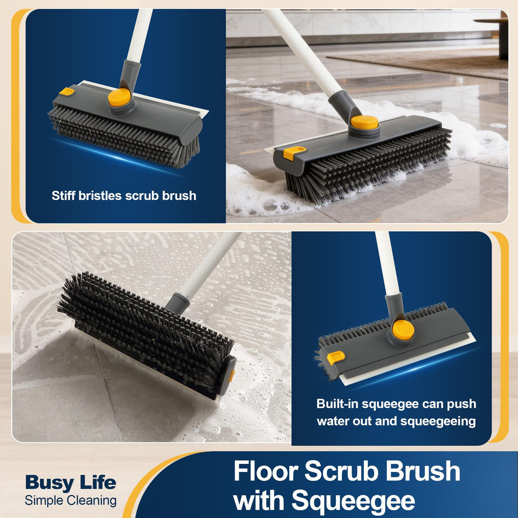 Yocada Floor Scrub Brush 3 in 1 Dual-Sided Stiff Bristle Scrubber Brush