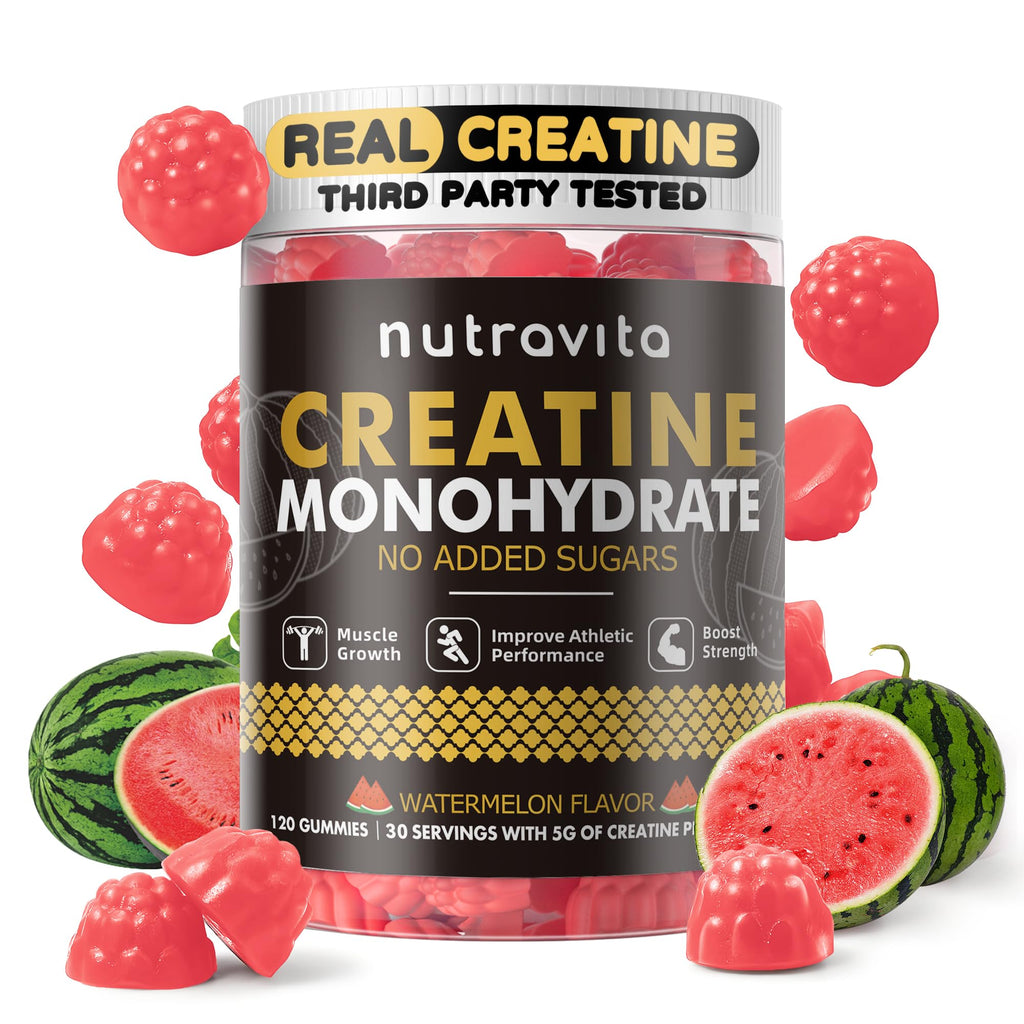 NSF Certified Creatine Gummy - Creatine Monohydrate Gummies for Men & Women, Creatine Monohydrate for Muscle Strength, Muscle Builder, Energy Boost, Pre-Workout Supplement(120 Count)-Watermelon Flavor