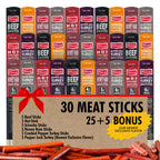 Jerky.com 30pc Meat Sticks Jerky Variety Pack - Beef Jerky Gifts for Men