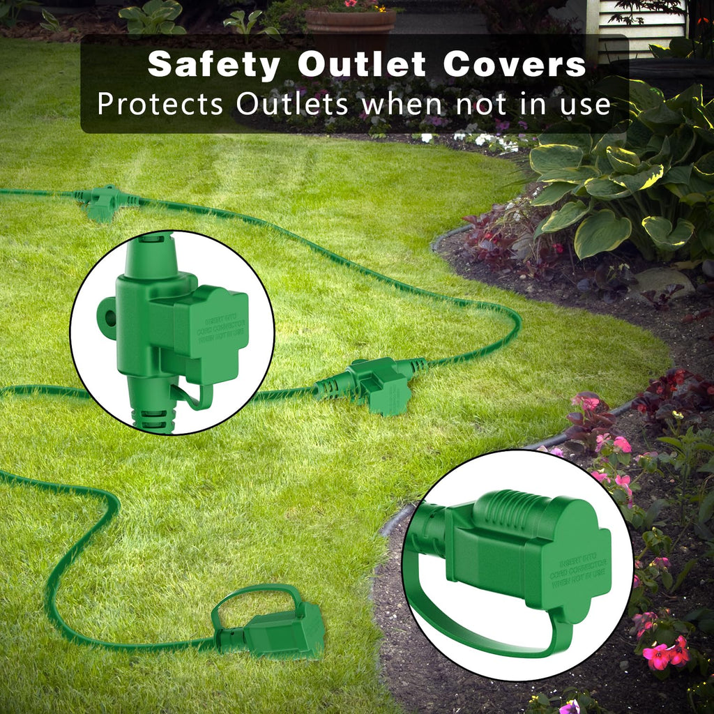 K KASONIC Outdoor Extension Cord 50 FT, Evenly Spaced 6 Outlets, Green