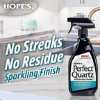 HOPE'S Perfect Quartz Countertop Cleaner, No Hazy Residue, Streak-Free, Safe on Food Contact Surfaces, Fragrance-Free, Sunscreen-Free, Counter Cleaner for All Brands of Quartz, 23 Fl Oz, Pack of 12