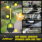 Jardineer Edger Lawn Tool Manual, Manual Half Moon Edger with Double V-Shaped Serrated Edge Blade and Wider Handle, Edging Tool for Landscaping, Sidewalks, Lawn Border, Flower Bed and Yard