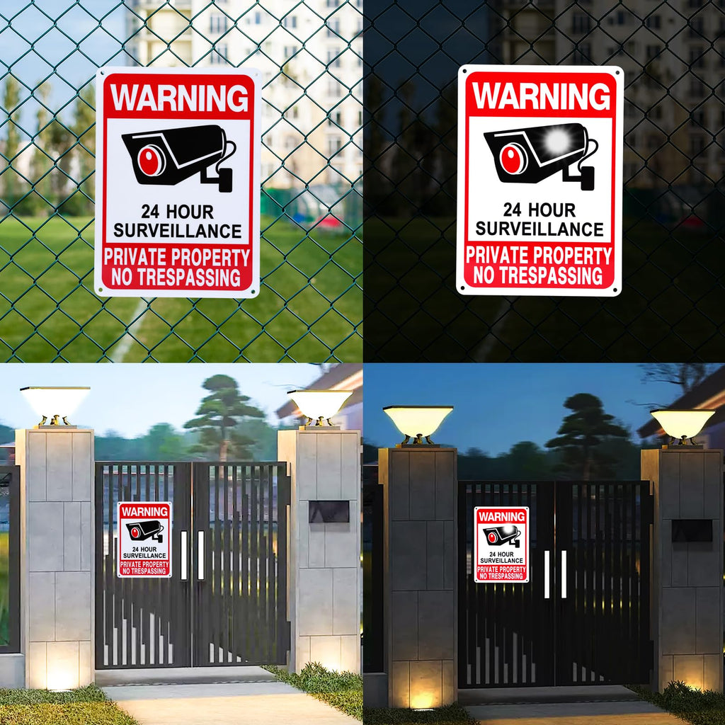 No Trespassing Signs Private Property 2-Pack, 10x7in, Upgraded Enlarged Cam