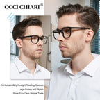OCCI CHIARI XL Reading Glasses Men Large head Comfortable Readers 1.0 1.25 1.5 1.75 2.0 2.25 2.5 2.75 3.0 3.5 4.0 5.0 6.0(1.5x Black)
