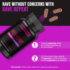 Pre-Rave Supplement - 5-HTP Free Rave Vitamins with CoQ10, Magnesium, Green Tea - Festival Essentials for Energy, Wellness & Jaw Support - EDM Party Gear for Men & Women - 40 Capsules