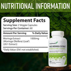 Pure Moringa Extract Capsules – 20:1 (20,000 mg) Potent Formula – Vegan Superfood Supplement with Vitamins & Minerals – Energy, Immunity, Digestion & Mood Support – 120 Capsules – Non-GMO, Gluten-Free