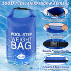 2 Pack 10L/30lb Universal Pool Step Weights 500D PVC Waterproof Swimming Pool Ladder Weights No Breaken Above Ground Pool Ladder Sand Bags, Foldable Pool Stair Weights for Pool Steps(Blue)