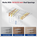FLEXIMOUNTS 4-Pack 2x4ft 24-inch-by-48-inch Wall Shelf Garage Storage Rack Wall Mounted Floating Shelves, Total 1200lbs Capacity, White, Classic Series