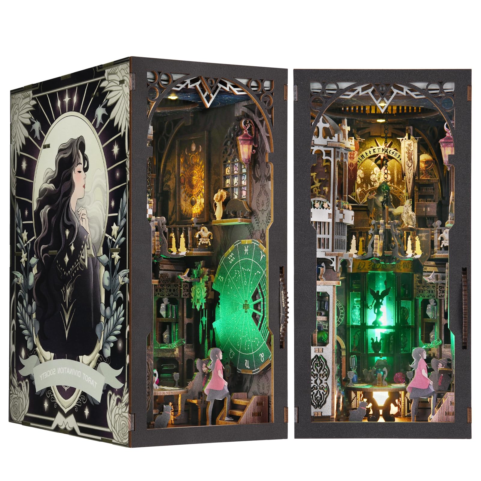 TOYQI DIY Book Nook Kit, Miniature House Dollhouse Kit for Adult and Teens, Book Nook Kits for Adults, Booknook Bookend Alley Model Build with Dust Cover