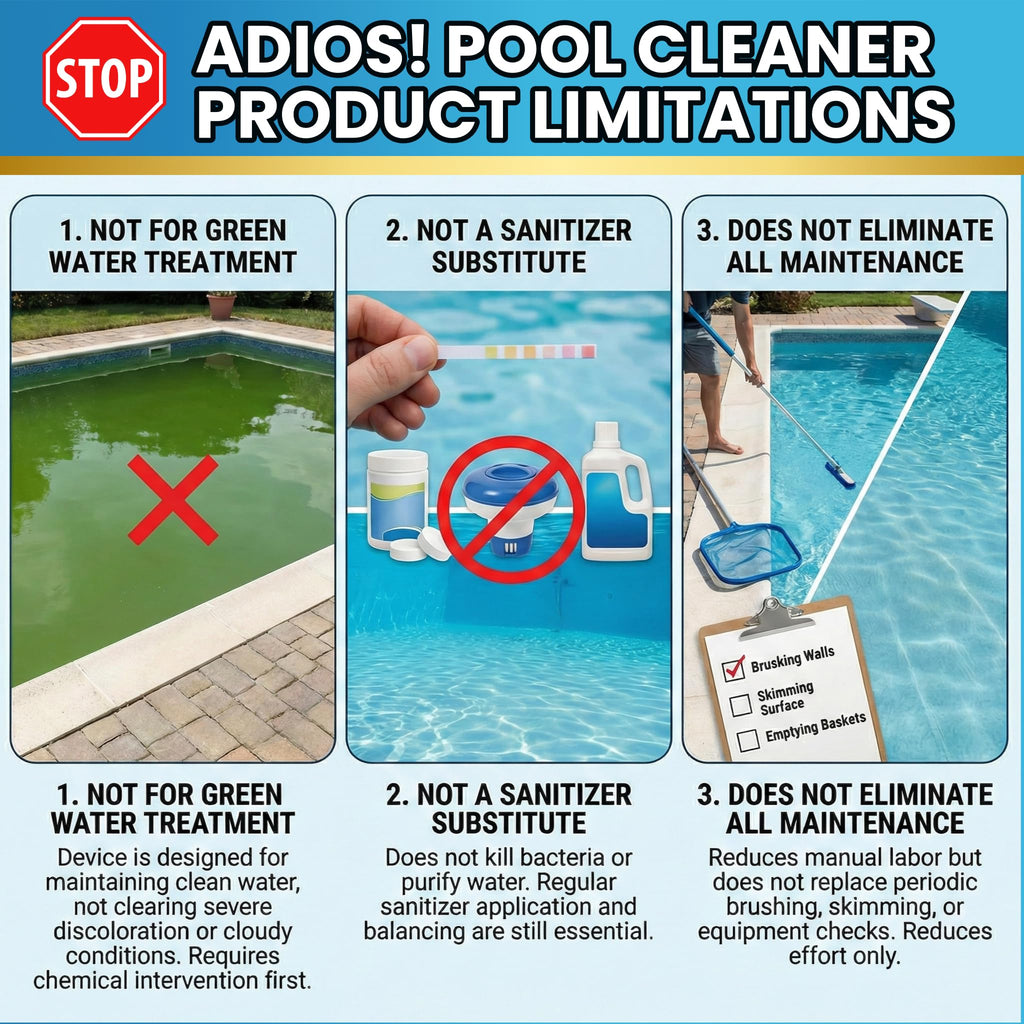 Adios! 20X Pool Cleaner and Clarifier – Restores Cloudy and Hazy Water for Above Ground and Inground Pools – Twenty Treatments per 32oz Bottle
