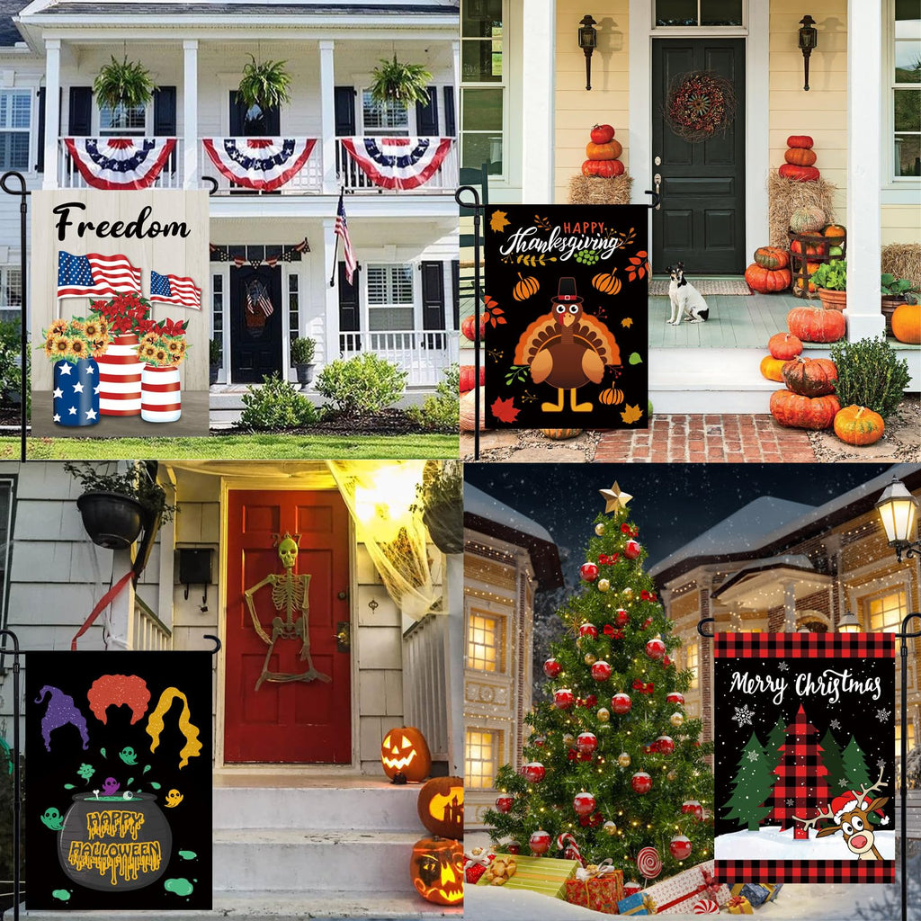 Seasonal Garden Flags Set of 12 Double Sided 12x18 Inch Yard Flags
