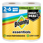 Bounty Essentials Select-A-Size Paper Towels, White, 2 Triple Rolls = 6 Regular Rolls (Packaging May Vary)