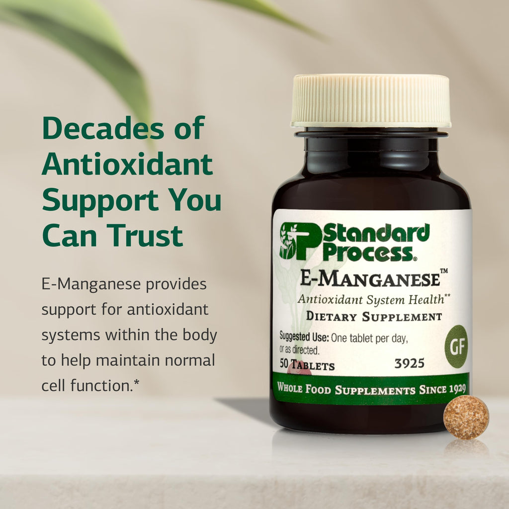 Standard Process E-Manganese - Antioxidant Health Support - Whole Food-Based Supplement with Vitamin E & Manganese - Supplement to Aid Cellular Health - 50 Tablets